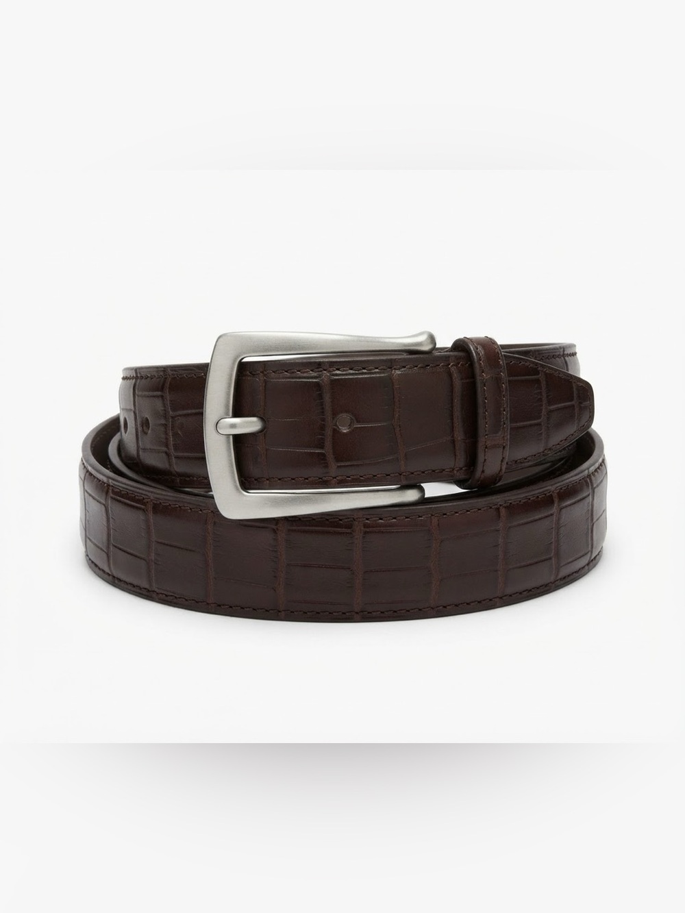 Vintage Luciano Barbera Italy Brown Croc Embossed Calfskin Belt Size 44